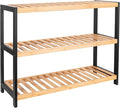 Vencier Bamboo Shoe Rack Natural – Easy Assembly & Strong Design Stand Shelf Organizer Ideal for Corridor, Bedroom, Bathroom, Hallway & Small Spaces, Large Capacity (Natural/Black, 3 Tier)