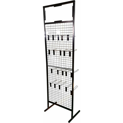 Retail Shop Display Stand Black Gridwall Mesh Panel + 20 Black Hooks