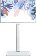 FITUEYES White TV Floor Stand for 32 to 60 inch TVs, Floor Standing TV Stand with Swivel Bracket, Height Adjustable, Holds 30kgs, Max VESA 600x400mm
