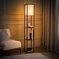 MiniSun | Black Wooden Floor Lamp with Shelves | Floor Lamps & Torchieres, Home Décor & Improvement Essential | Includes 10W GLS Bulb [3000K Warm White][Energy Class A]