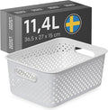 SmartStore Storage Basket with Handles in White 11.4L (36.5x27x15cm) | Plastic Storage Bin from Recycled Plastic | Essence L Storage Box fits A4 paper| Storage with 10-year Warranty