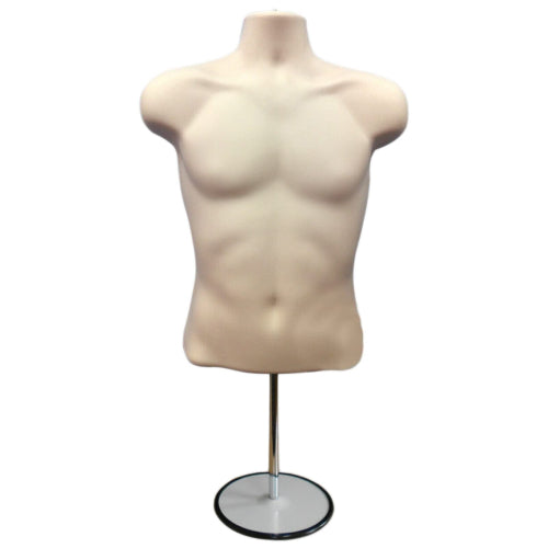 (Skin Tone, With Stand) 3/4 Male Hanging Mannequin Body Form Shop Display