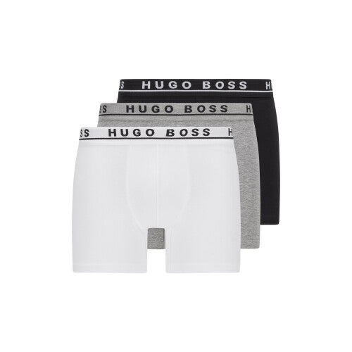 (M) Hugo Boss 3 Pack OF STRETCH-COTTON BOXER BRIEFS - Black / White / Grey