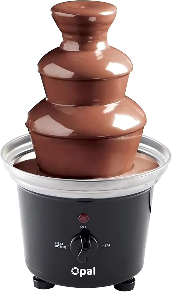 Opal Large Size Stainless Steel Chocolate Fountain 500ml Fondue Set Electric 3-Tier Machine with Hot Melting Pot Base OCF17 (OCF17)