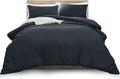 MOONLIGHT20015 Double Duvet Cover Charcoal Solid Soft Pre-Washed Double Bedding Duvet Cover Set with 2 Matching Pillowcases