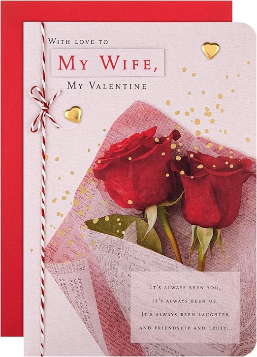 Hallmark Valentines Card for Her, Wife - Traditional Red Roses Design with Romantic Verse