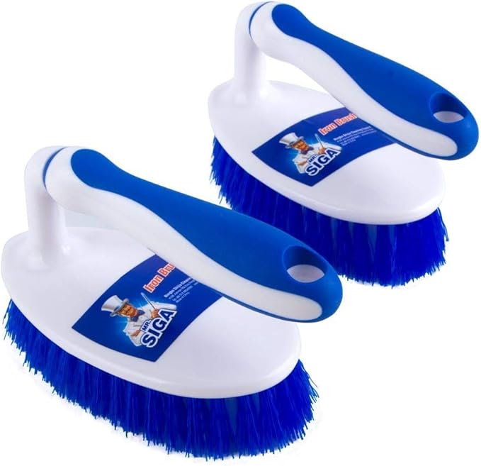 MR.SIGA Heavy Duty Scrub Brush with Comfortable Grip, Cleaning Brush for Bathroom, Shower, Sink, Floor, 2-Pack
