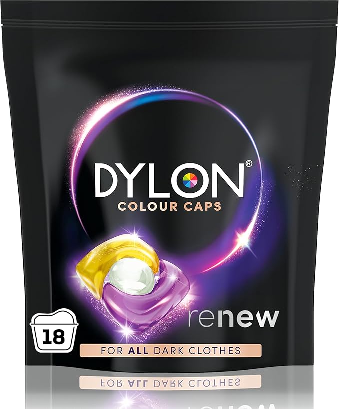 Dylon Black & Dark Caps (18 Wash Loads), Dylon Black Caps for all Darker Clothes, Dark Colour Washing Pods to Protect Darker Colours, renewing in every wash with optimal results in 10 washes