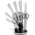 NETTA 8-Piece Stainless Steel Knife Set with Transparent Rotating Knife Block - Ergonomic Handles and Sharp Precision