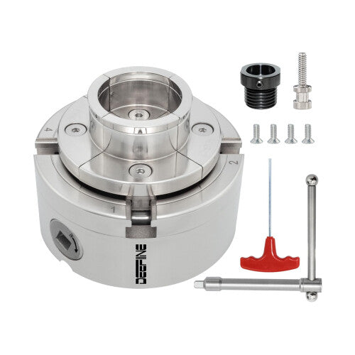 DEEFIINE 4 Inch Wood Lathe Chuck Set 1" x 8TPI Thread & 3/4" x16TPI Adapter, Nickel Plated Self-Centering 4 Jaw Wood Turning Chuck.(1 jaw)