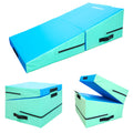 (Incline Gymnastics Mat-Ice Green & Ice Blue) Inflatable Air Barrel Roller Gymnastics Mats Air Track Tumbling Mat