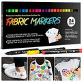 ZWB01 24 Fabric Pens Permanent for Clothes - 24 Neon & Earth Tones, 1mm Tips, Quick-Dry, Washable, Safe on Textile & Canvas