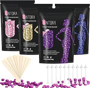 Hard Wax Beads for Hair Removal, 400g Stripless Wax Beads for Body, Brazilian Bikini Face Legs Eyebrow, Hot Waxing Beads with 10 Applicators 10 Nose Wax Sticks