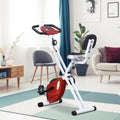 HOMCOM Magnetic Resistance Exercise Bike Foldable LCD Adjustable Seat Red