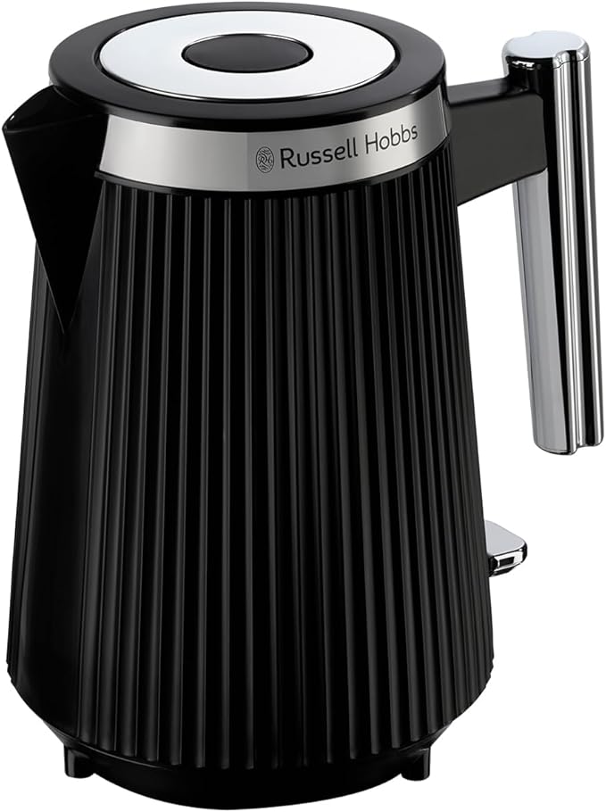 Russell Hobbs Kettle, Brontë Black, Stylish Matte Design with Chrome Accents, Perfect Pour Spout, 360° Base With Cord Storage, Easy Open Lid, 1.7L Capacity, 3000W