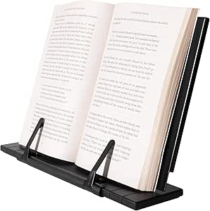 H&S Recipe Book Stand – Adjustable Text or Recipe Book Holder – Stand for Display or Desk – Metal Cookbook Rest – Bound Document Holder – Space-Saving Design with 7 Angles