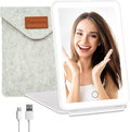 FUNTOUCH Rechargeable Travel Makeup Vanity Mirror with 72 LED Lights, Portable Lighted Makeup Beauty Mirror, 3 Lighting Modes, Dimmable Touch Screen, Tabletop Folding Cosmetic Mirror with Storage Bag