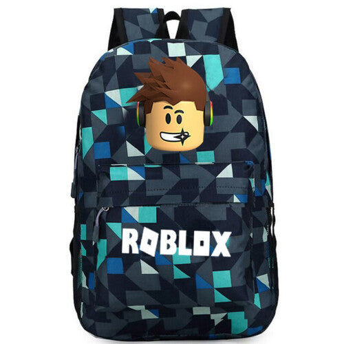 (Blue Grid) ROBLOX Game School Bag Backpack Student Casual Backpack