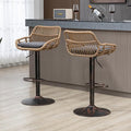 QQU Bar Stools Set of 2, Swivel Counter Height Barstools, Adjustable Wicker Bar Stool with Cushion & Floor Protectors, Modern Kitchen Breakfast BarStools for Kitchen Island, Dining Room (Gray)