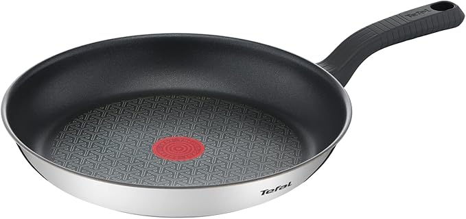 Tefal Comfort Max 30cm Stainless Steel Frying Pan, Durable Non-Stick Pan with Thermo-Spot Heat Indicator, Induction Compatible Base, Comfortable Grip Handle, G7260744