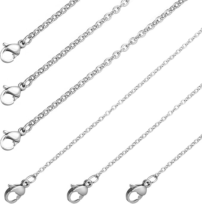 Naler 6 Packs Necklace Chains Bulk Stainless Steel Chain Necklaces Curb Chain Necklace 1.5/2.4mm Width, 18" 20" 24" Length, Durable Versatile DIY Jewelry for Necklaces Accessories