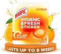 Harpic Hygienic Fresh Sticker Adhesive Toilet Block, Citrus , Pack 1 x 4 Stickers, Toilet Freshener, No Plastic Applicator, Up to 8 weeks of Freshness