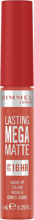 Rimmel London Lasting Mega Matte Liquid Lipstick, Long-Lasting, Hydrating, Vegan Formula - 600 - Coral Sass, 7.4ml