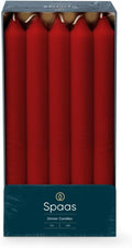 Spaas Unscented Dinner Candles 21/240mm, 8 Hours, 10 Pieces, Red