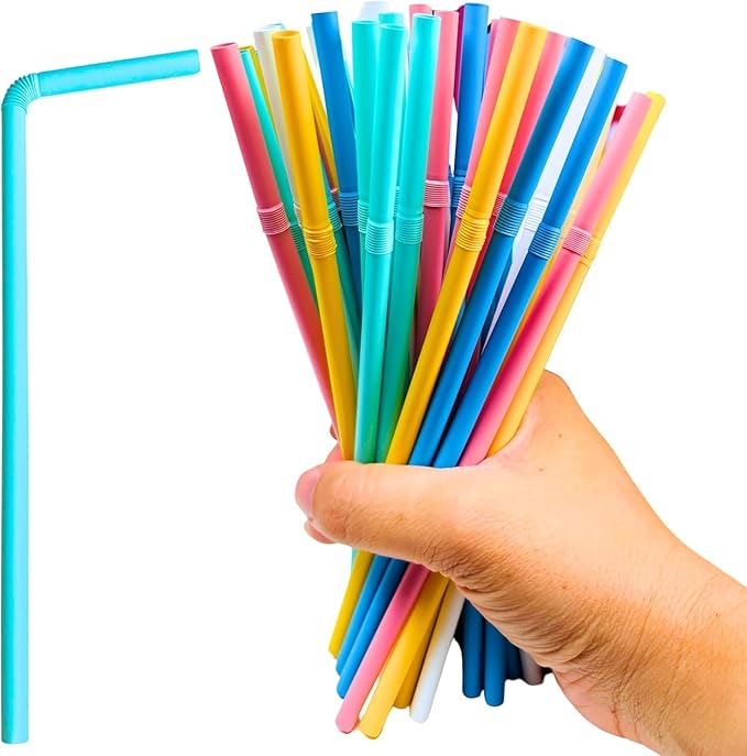 Sugarcane Straws, Flexible Drinking Straws for Smoothies, Milkshakes, Juice, Parties, Kids, Travel, Home, Bars, Events (Plant-Based - 50 Pack)