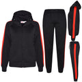 (13 Years, Black & Red) Kids Girls Boys Jogging Suit Fleece Hooded Hoodie Bottom Tracksuit Jogger 5-13Yr