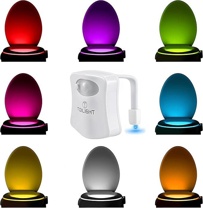 ToiLight The Original Toilet Bowl Night Light. Motion Sensor Fun & Cool Bathroom Accessory. Home Gadget for Men, Women. Gifts for Men Dads Fathers Day Christmas. Funny Novelty Birthday Present