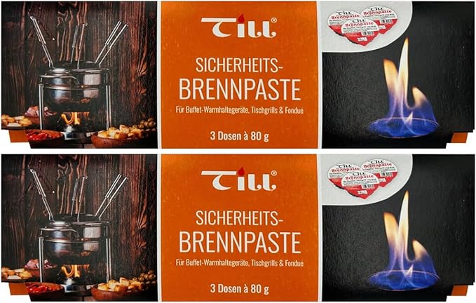 Fondue Gel/Paste Chafing Dish Burner Fuel 6 x 80g Pots, TWO PACK