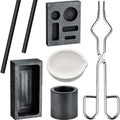 Graphite Torch Melting Casting Kit,2 Graphite Crucible Stir Stick, Quartz Crucible, Cylindrical Graphite, Tong For Melt