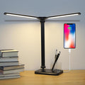 iVict Dual Swing Arm LED Desk Lamp, 5 Modes Touch Control Brightness Levels Desk Light with 45-Minute Auto-Off Timer, USB Charging Port, Memory Function, Desk Lamps for Children[Energy Class G]