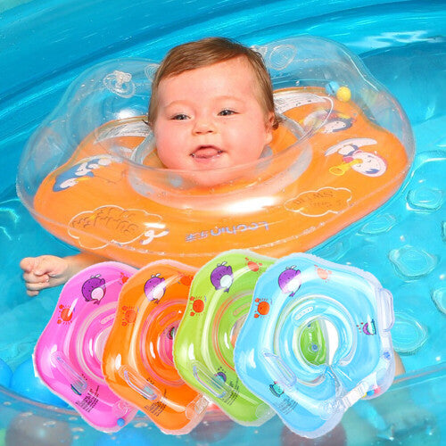 (pink, 1-18 months) Baby Inflatable Swimming Ring Neck Swim Ring