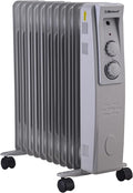 Belaco 2500W Oil Filled Radiator Heater, 11 Fin Portable Electric Radiator with Adjustable Thermostat, Energy Saving Quiet Room Heater with Wheels & Safety Cut-Off, for Home & Office - Grey