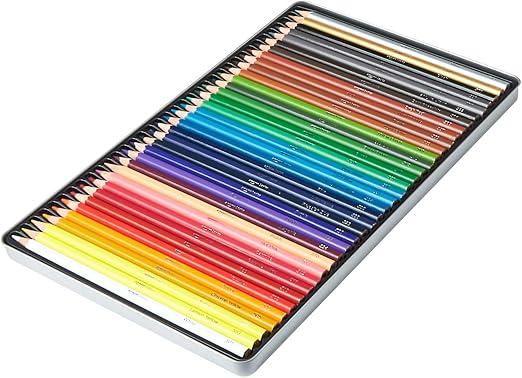 Amazon Basics Coloured Pencils in Tin Box, Pack of 36 - Assorted Colours