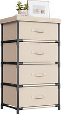 Fabric Chest of Drawers Bedroom, 4 Drawers Storage Unit with Sturdy Steel Frame, Dresser Drawers for Bedroom, Living Room, Hallway, Office and Closet - Beige