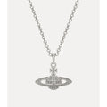 Vivienne Westwood Mini Bas Relief Pendant - Crystal Orb with Saturn Ring, Silver-Tone, 44-48cm