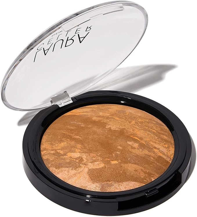 LAURA GELLER Baked Balance-n-Glow Illuminating Powder Foundation (Sand) Buildable Sheer to Light Coverage Baked Foundation, Satin Finish