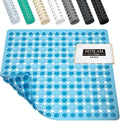 HITSLAM Non Slip Shower Mat Anti Mould, 53 x 53cm Square Shower Mat for Inside Shower，Machine Washable Non Slip Bath Mat With Suction Cups and Drain Holes, Soft on Feet, Blue
