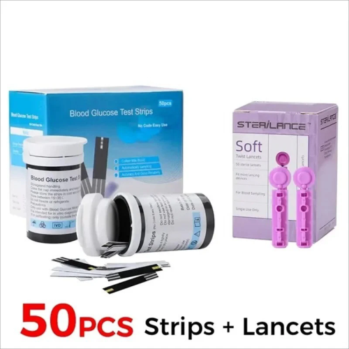 50x Blood Glucose Test Strips Codefree + 50x Daily Use Lancets