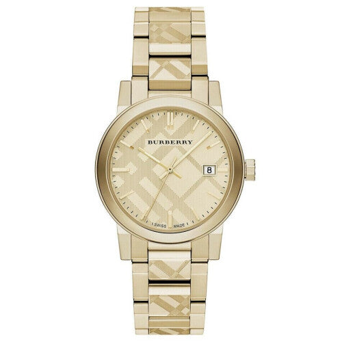Burberry BU9038 Swiss Gold Ion-Plated Stainless Steel Ladies Watch - 38mm, Quartz, Push-Button Deployment Clasp