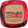 L'Oréal Paris Infallible 24H Fresh Wear Foundation in a Powder, Full-coverage, Longwear, Weightless Smooth Finish, Water-proof and Transfer-proof, 300 Amber