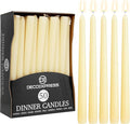 DECO EXPRESS Candles Set, Pack of 50 Classic Dripless Tapered Metallic Dinner Candles, Unscented with 8 Hours Burning Time, Home, Valentine’s Day & Mother’s Day Decor Idea (Ivory, 50 Pack)