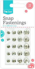 20 Sew on Snap Fasteners Fastenings 4 Assorted Sizes Metal Clothes Poppers