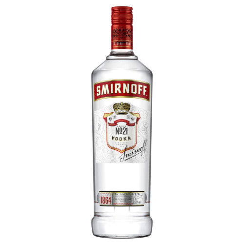 Smirnoff No. 21 | 37.5% vol | 1L | Triple Distilled & 10 x Filtered | Premium Made in Great Britain | Smooth with a Hint of Sweetness & Pepper | 1ltr
