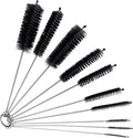 Pipe Tube Brush Pipe Cleaning Brushes, Nylon Drinking Straws Cleaner Brush 10 Pieces set for Washing Kettle Spout, Teapot Nozzle Black