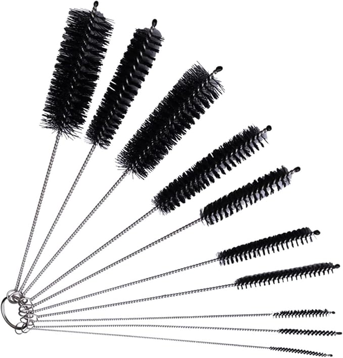 Pipe Tube Brush Pipe Cleaning Brushes, Nylon Drinking Straws Cleaner Brush 10 Pieces set for Washing Kettle Spout, Teapot Nozzle Black