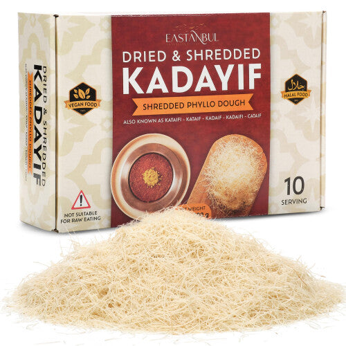 Eastanbul Dried & Chopped Kataifi Shredded Fillo Dough, Kurutulmus Kadayif Pastry Dough, Ingredient for The Viral Dubai Pistachio Chocolate Bar,
